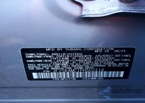 2023 Subaru Forester Wilderness from USA, damaged, VIN JF2SKAMC1PH502414